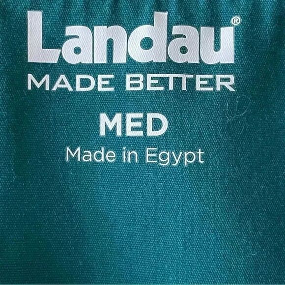 Landau Green V Neck Cotton Unisex Short Sleeves Scrub Top SZ M - Picture 7 of 11